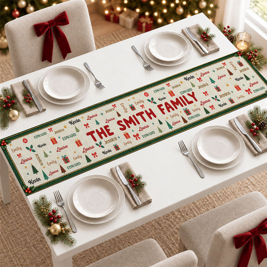 Family Name Christmas - Personalized Table Runner