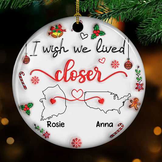 Besties Are Always Close At Heart Country Version - Personalized Custom 3D Inflated Effect Ceramic Ornament