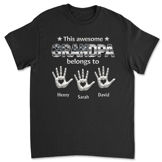 Sliver Grandpa Belongs To Us - Personalized Custom Shirt
