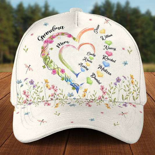 Grandma Heart - Personalized Custom Classic Cap