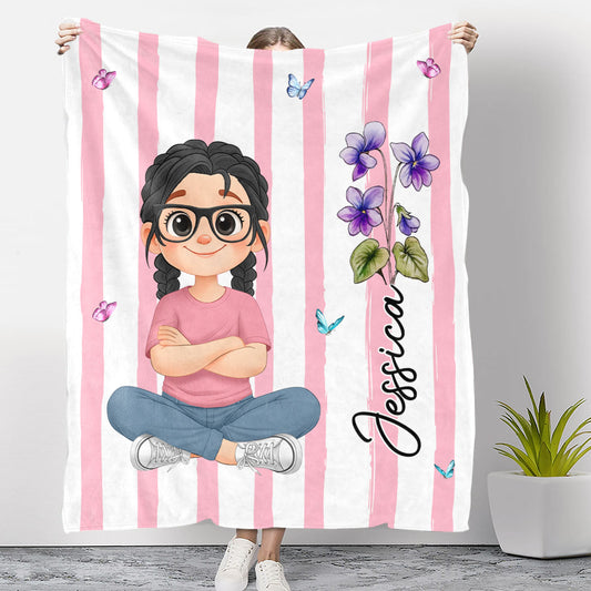 Floral Child - Personalized Custom Fleece Blanket