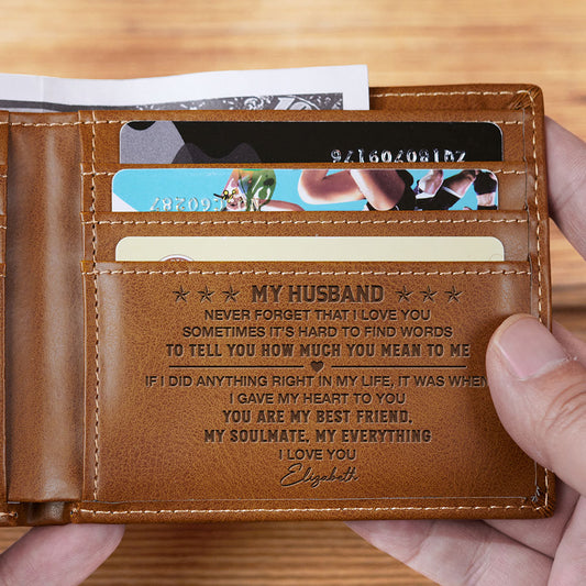 Never Forget I Love You My Love - Personalized Custom Printed Men Leather Wallet