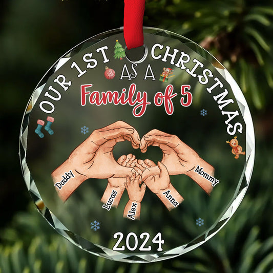 Family Of Three - Personalized Custom Glass Ornament