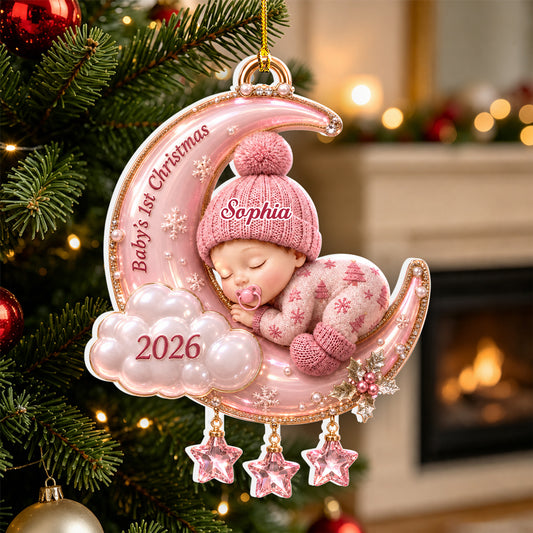 Custom Family Ornament, Christmas Gift for Family Members •  Baby First Christmas - Personalized 3D White Acrylic Ornament