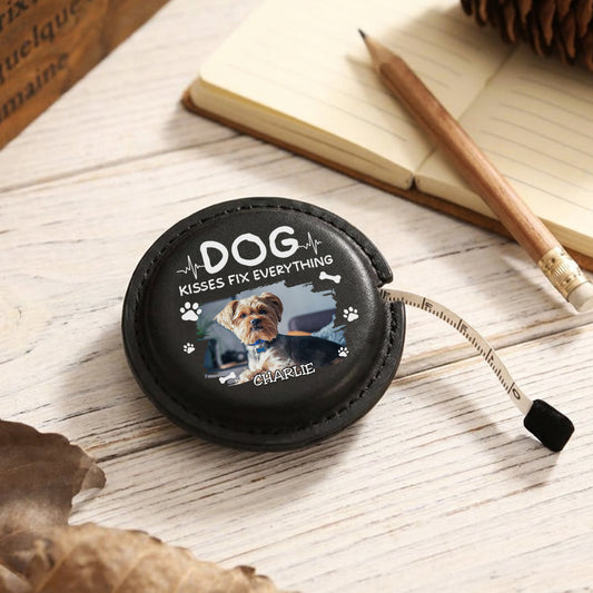 Dog Kisses Photo - Personalized Custom Leather Tape Measure