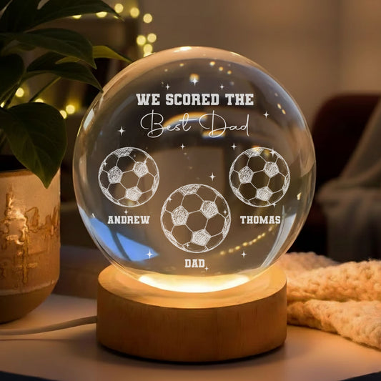 Born To Be The Best Dad - Personalized Custom Crystal Globe Lamp