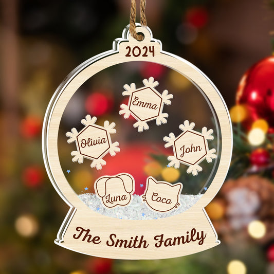 Family & Pet Christmas - Personalized Custom Acrylic Shaker Ornament