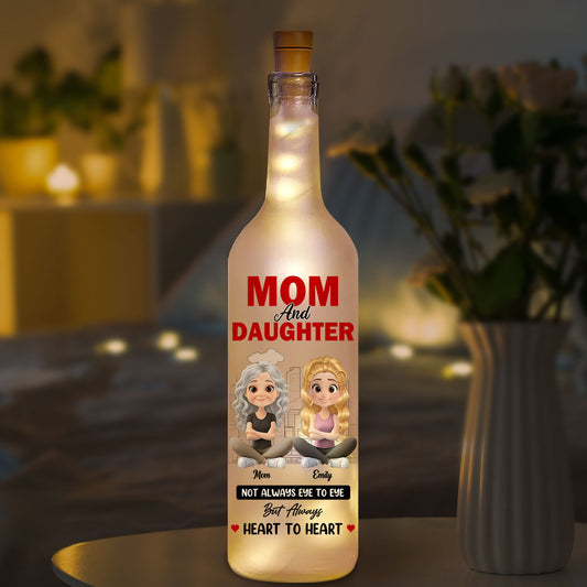 Mom And Daughter Sharing Forever Memories - Personalized Bottle Lamp