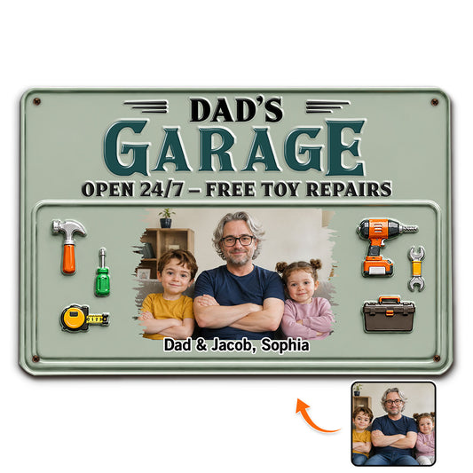 Dad Papa Garage Photo - Personalized Custom Metal Sign