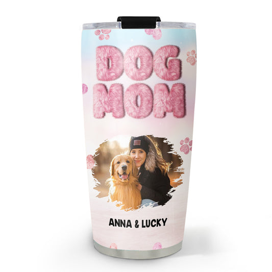 Fluffy Dog Mom Photo - Personalized Tumbler