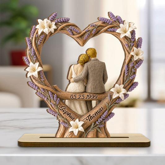 Our Little Love Story - Personalized Custom 2-Layer Wood Plaque With Flat Base