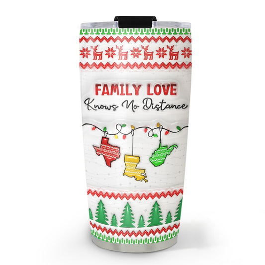 Family Love Knows No Distance - Personalized 3D Inflated Effect Tumbler