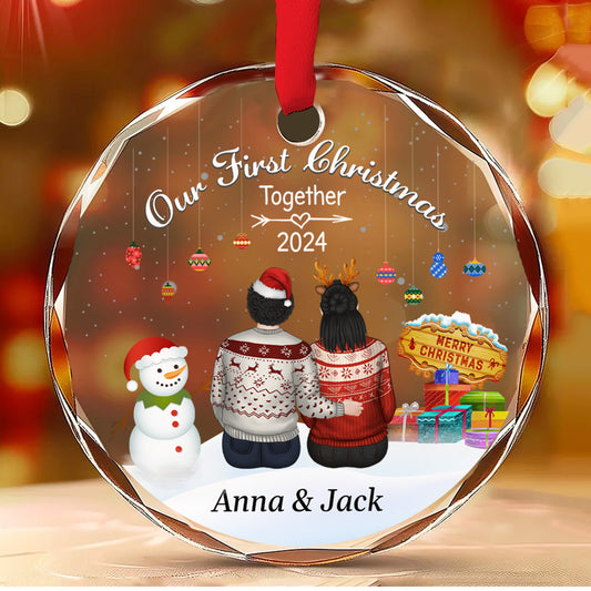 Our First Christmas Together Verson 2 - Personalized Custom Glass Ornament