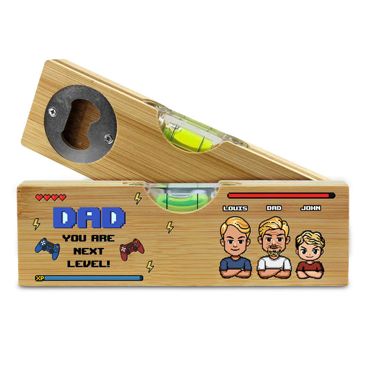 Next Level Dad - Personalized Custom Wooden Spirit Level Bottle Opener