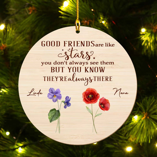 Friends Like Stars - Personalized Custom Wood Ornament