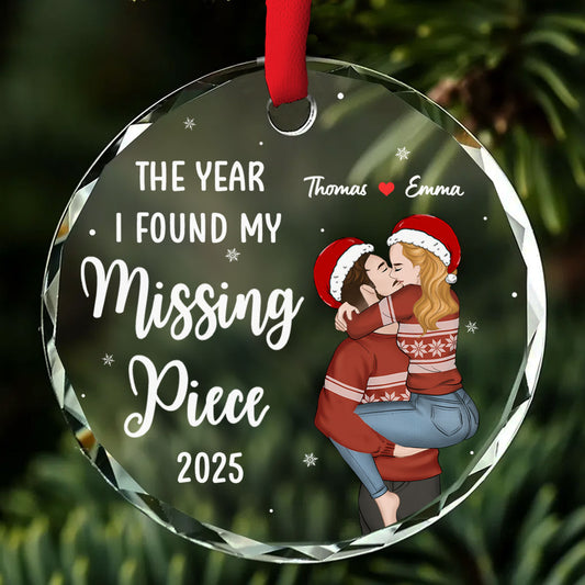The Year I Found My Missing Piece Heart Puzzle - Personalized Custom Glass Ornament