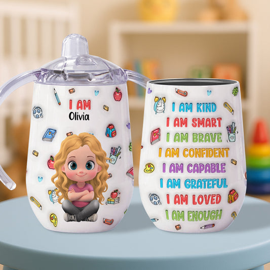 Kind Smart Loved - Personalized Custom Sippy Cup With Handles