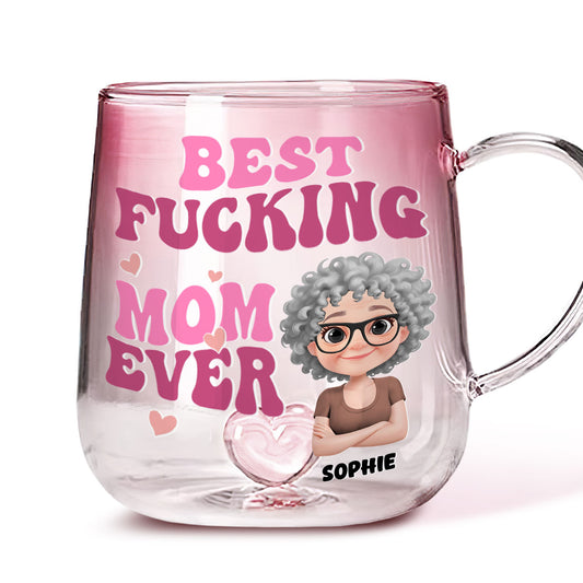 Best Mom Ever - Personalized Pink Gradient Glass Mug