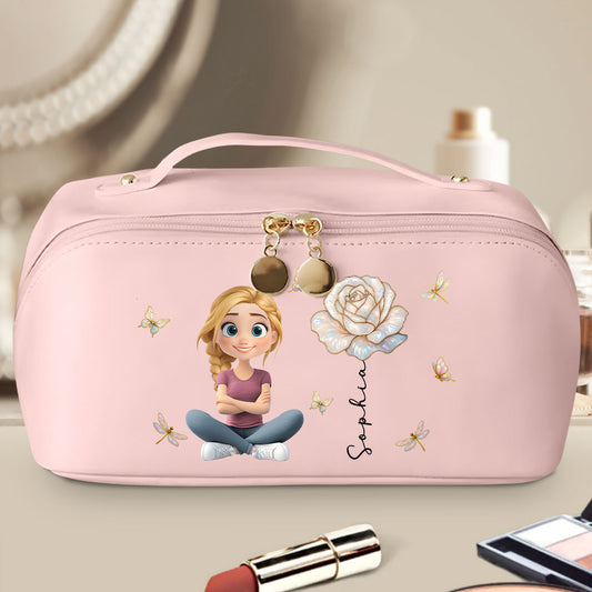 Blooming Soul - Personalized Custom Leather Makeup Bag