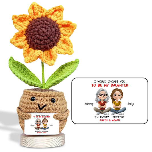 Always Choose You - Personalized Custom Sunflower Crocheted Plushie With Message
