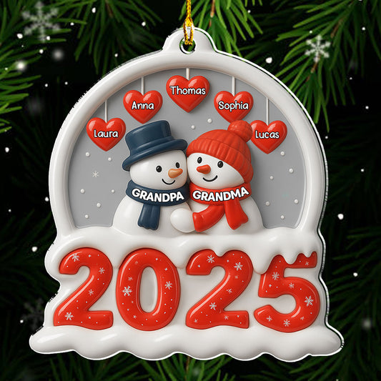 Grandma Grandpa And Grandkids Christmas - Personalized Custom Acrylic Ornament
