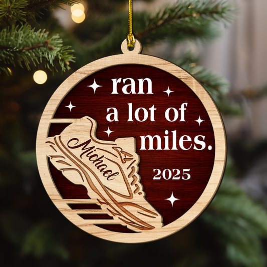 Ran A Lot Of Miles - Personalized Custom 2-layer Wood Ornament