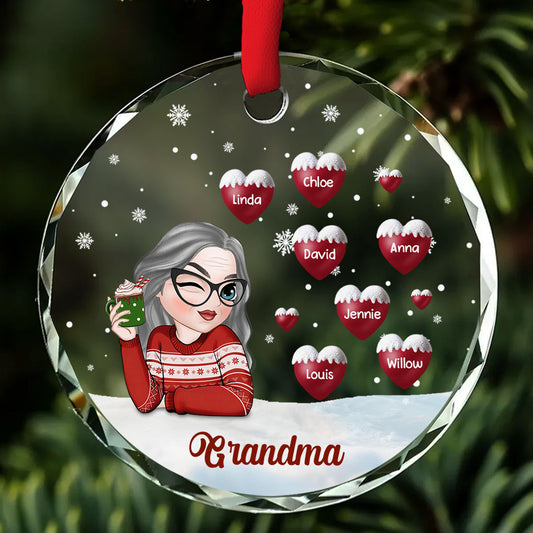 Christmas Grandma - Personalized Custom Glass Ornament