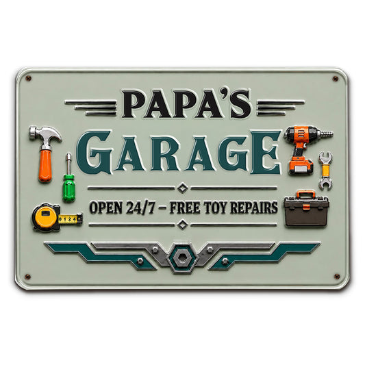 Papa Garage - Personalized Custom Metal Sign