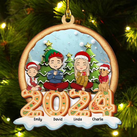 Family Cookies Christmas 2024 -  Personalized Custom 2-Layered Wood Ornament