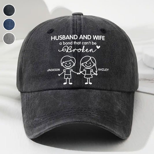 Hubby And Wifey - Personalized Custom Vintage Washed Denim Cap