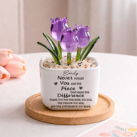 Thanks For The Work You Did - Personalized Custom Glass Everlasting Tulips