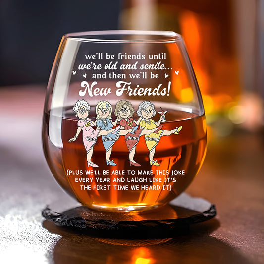Friends Through Time - Personalized Custom Wine Glass