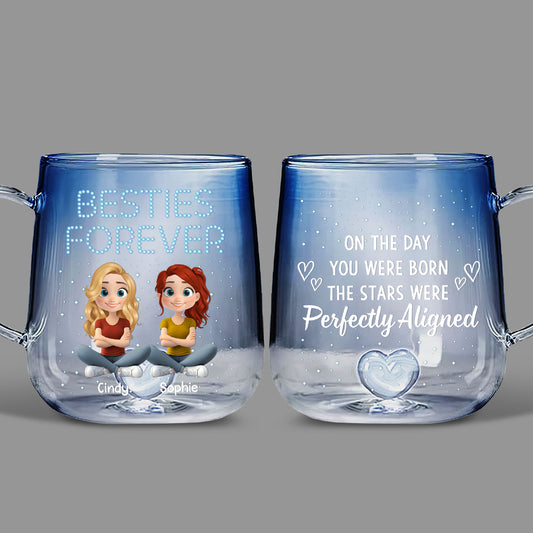 On The Day You Were Born - Personalized Blue Gradient Glass Mug