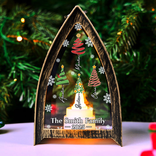 Family Christmas Tree Names - Personalized Custom Table Lantern