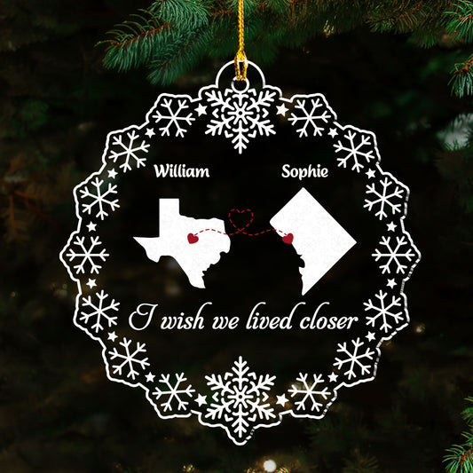 Miles Apart Hearts Together - Personalized Custom Acrylic Ornament