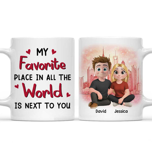 Cartoon Couple Beside Together - Personalized Custom Coffee Mug