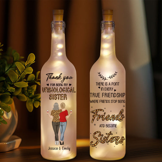 Where Friends Stop Being Friends And Become Sisters - Personalized Custom Bottle Lamp