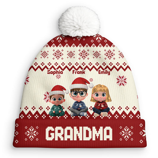 My Grandkids Are Ahead All - Personalized Custom Bobble Beanie Hat
