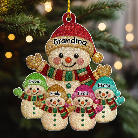 Snowman Grandma - Personalized Custom Acrylic Ornament
