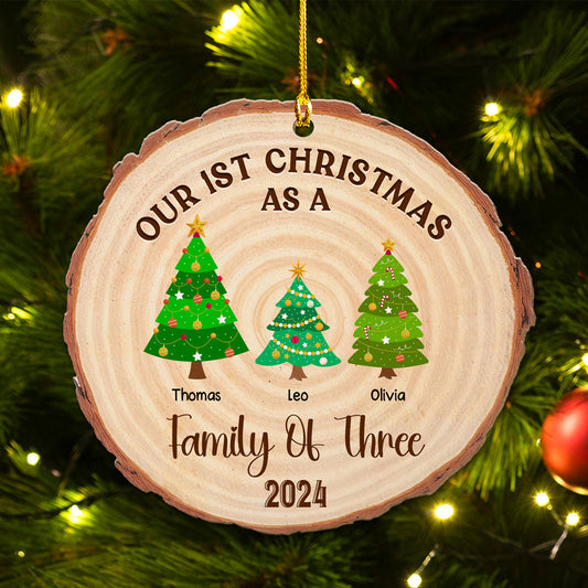 First Christmas As A Family - Personalized Custom Wood Ornament