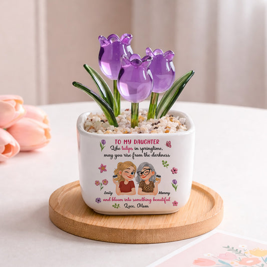 My Sweet Tulip Girl - Personalized Custom Glass Everlasting Tulips
