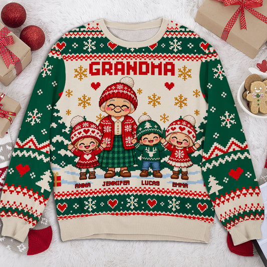 Grandma With Kids - Personalized All-Over-Print Sweatshirt
