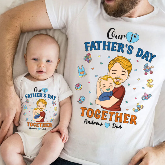 1st Fathers Day Together - Personalized Custom Onesie