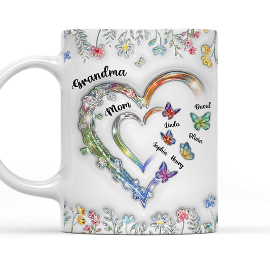Grandma Heart - Personalized Custom 3D Inflated Effect Mug