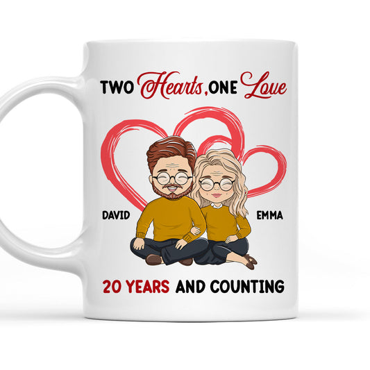 Two Hearts One Love - Personalized Custom Coffee Mug
