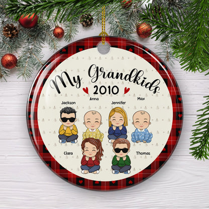 My Lovely Grandkids - Personalized Custom Circle Ceramic Christmas Ornament