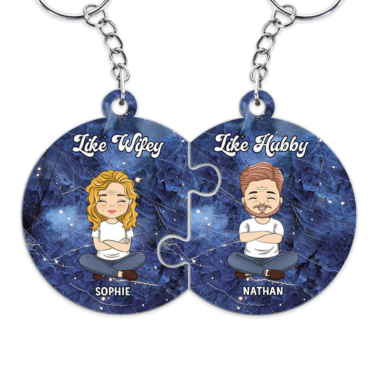 Custom Star Map Like Wifey Like Hubby - Personalized Custom Couple Acrylic Keychain