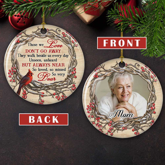 So Loved, So Missed - Personalized Custom Photo Circle Ceramic Ornament