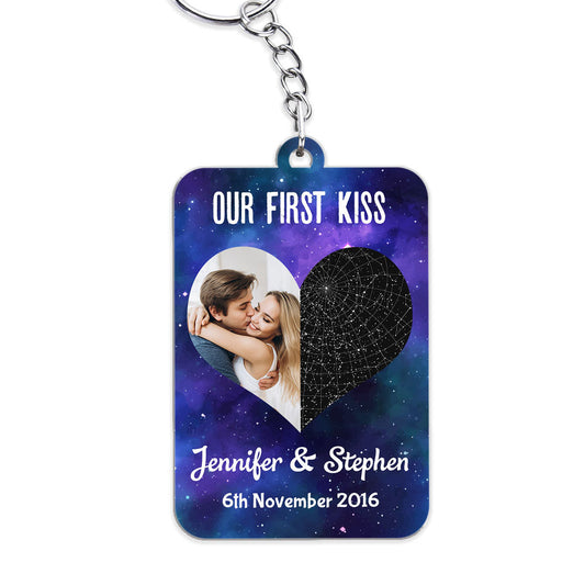 Custom Star Map Our First Date - Personalized Custom Acrylic Keychain