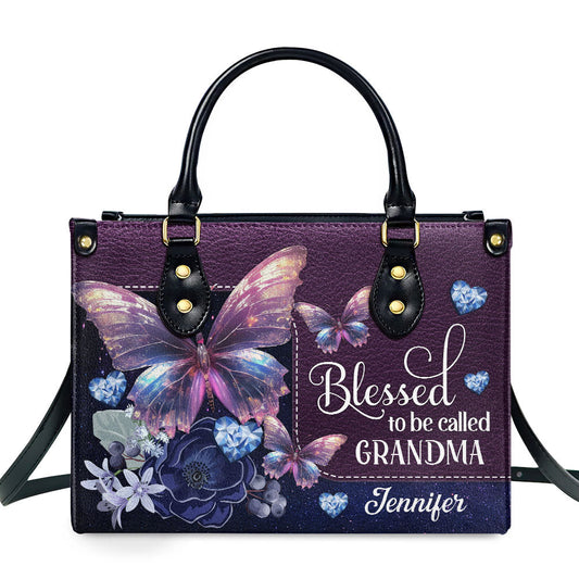 Blessed To Be Called Grandma - Personalized Custom Leather Bag